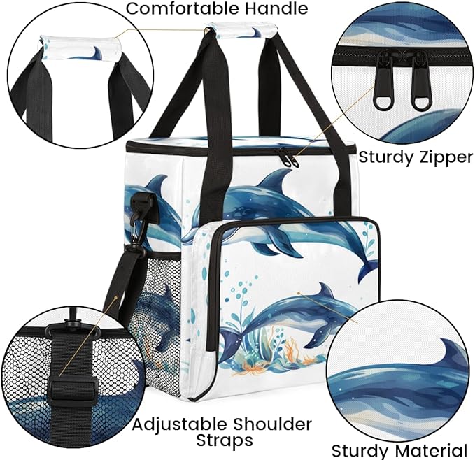 Dolphin Coffee Maker Carrying Bag Cartoon Dolphin Travel Storage Bag Compatible with K-Mini or K-Mini Plus Single Serve Coffee Brewer Carrying Case with Multiple Pockets &amp Shoulder Strap