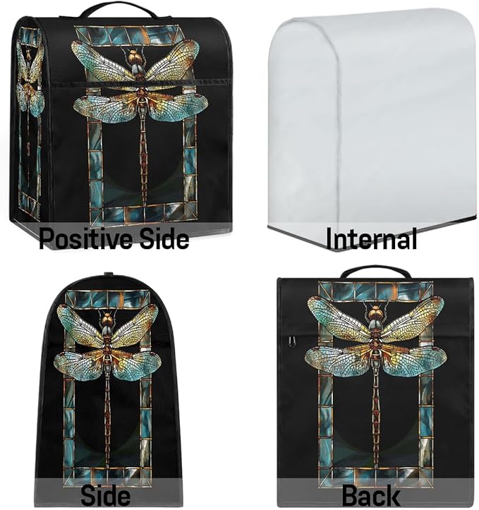 cfpolar Kitchen Aid Mixer Cover Compatible with 6-8 Quarts Animal Glass Painting Dragonfly Stand Mixer Cover Kitchen Aid Mixers Accessories Appliance Organizer Bag Dust Covers with Zipper Pocket