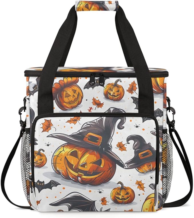 Retro Pumpkin Coffee Maker Carrying Bag Glitter Pumpkin Travel Storage Bag Compatible with K-Mini or K-Mini Plus Single Serve Coffee Brewer Carrying Case with Multiple Pockets &amp Shoulder Strap