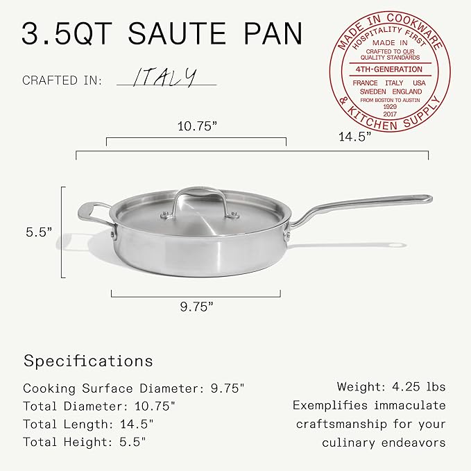 Made In Cookware | 7-Piece Ceramic Non Stick Pot and Pan Set (Stainless Handle) | 5-Ply Stainless Clad | Professional Cookware | Crafted in Italy | Induction Compatible