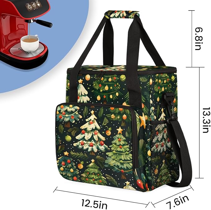 Cartoon Tree Coffee Maker Carrying Bag Bright Tree Travel Storage Bag Compatible with K-Mini or K-Mini Plus Single Serve Coffee Brewer Carrying Case with Multiple Pockets &amp Shoulder Strap