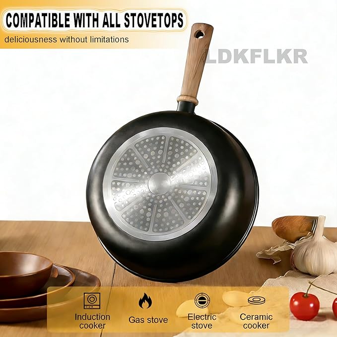 Non-Stick Titanium Cookware Set Multi-Functional Frying Pans Sauce Pans with Lids Cooking Pot Sets Pots and Pans Set with All Stovetops for Boiling/Stir-Frying/Stewing18Piece