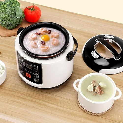 12V Portable Mini Rice Cooker for Car 2L Multifunction Stick Proof Travel Cooker with Inner Pot and Steam Basket