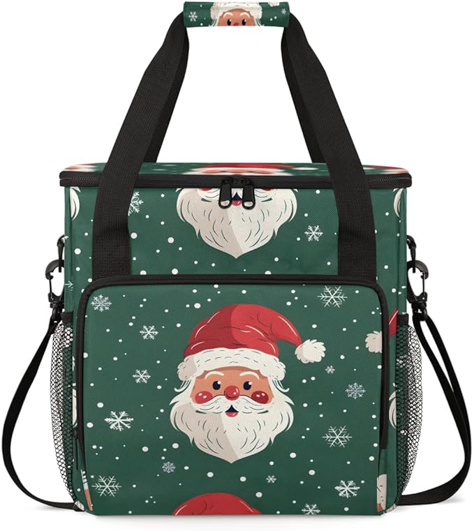 Bright Santa Claus Coffee Maker Carrying Bag Portable Travel Storage Tote Bag Compatible with K-Mini or K-Mini Plus Single Serve Coffee Brewer Carrying Case with Multiple Pockets &amp Shoulder Stra