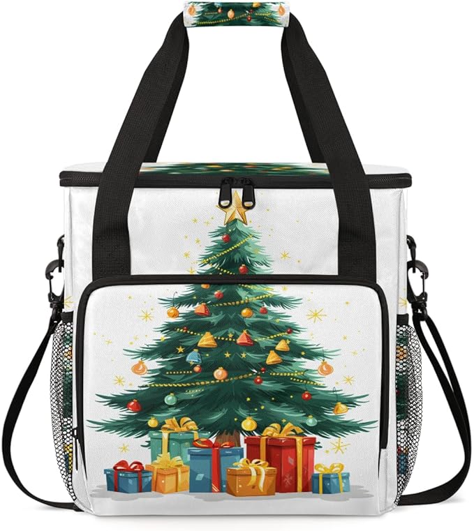 Christmas Gift Coffee Maker Carrying Bag Cartoon Tree Travel Storage Bag Compatible with K-Mini or K-Mini Plus Single Serve Coffee Brewer Carrying Case with Multiple Pockets &amp Shoulder Strap