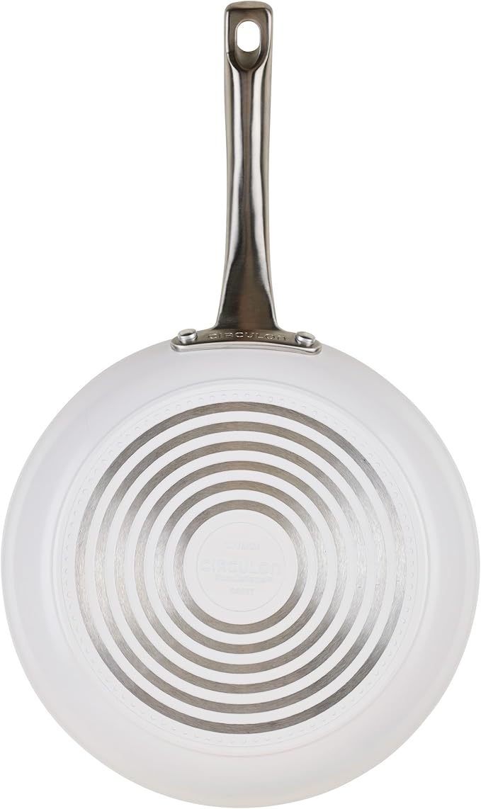 Circulon Halo with LaserDefense Ceramic Nonstick 10 Inch and 12 Inch Frying Pans with Lids Made without PFAS Compatible with All StovetopsDishwasher and Oven Safe4 Piece Cookware Set - Pearl White