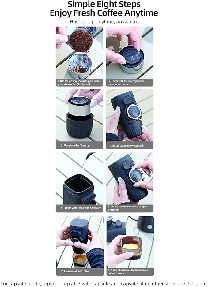Portable French Press Coffee Maker Stainless Steel 12oz Quick Brew for Camping Home Travel