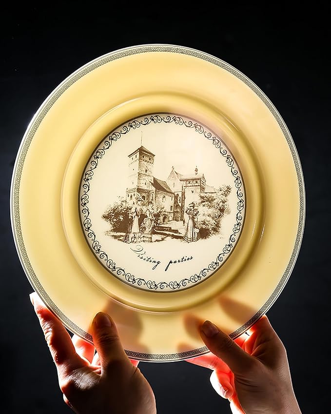European court retro style Dinnerware Set Service for 6Afternoon tea Bone China Dinnerware SetsSteak Dinner Plates Dish Set (24Pcs)Freezer Safe Elegant Dining Plates VMKL