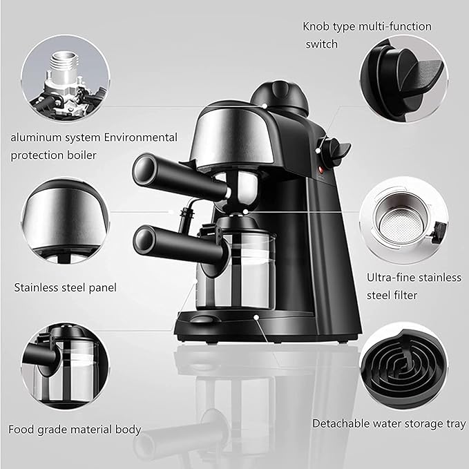Coffee Machine Home Espresso Semi-Automatic Steam Milk Froth Coffee Maker Food Grade Filter Safe And Healthy For Latte Cappuccino 20240312