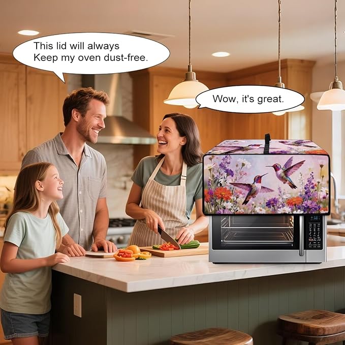 Toaster Oven Dust Cover Hummingbird Daisy Print Bread Maker Cover Machine Washable Kitchen Small Appliance Protector with Side Pockets Kitchen Decorations S