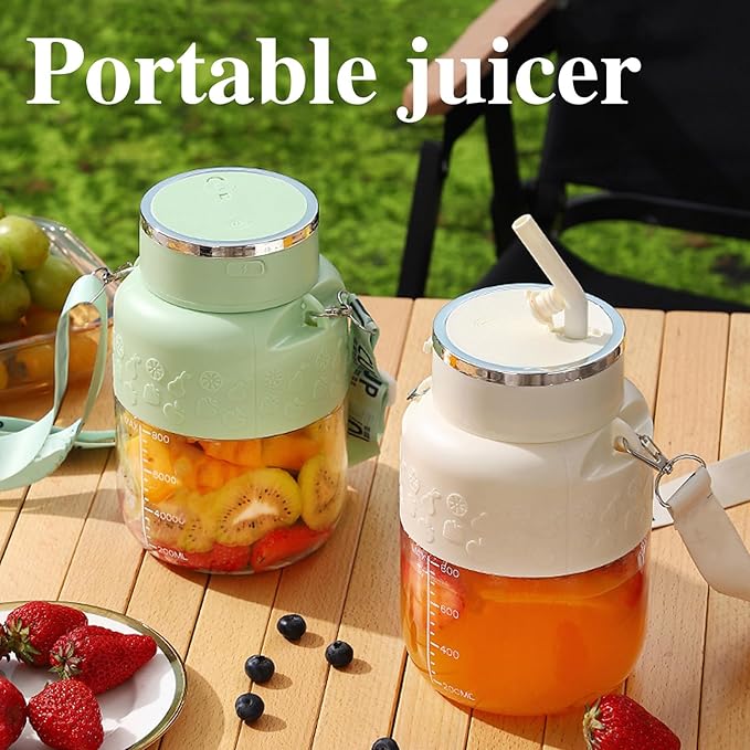 800 - Portable Blender 2025 New Portable Blender with 28oz Cup Lid Straw and Shoulder Strap for Traveling Outdoor Gym Office (Green)