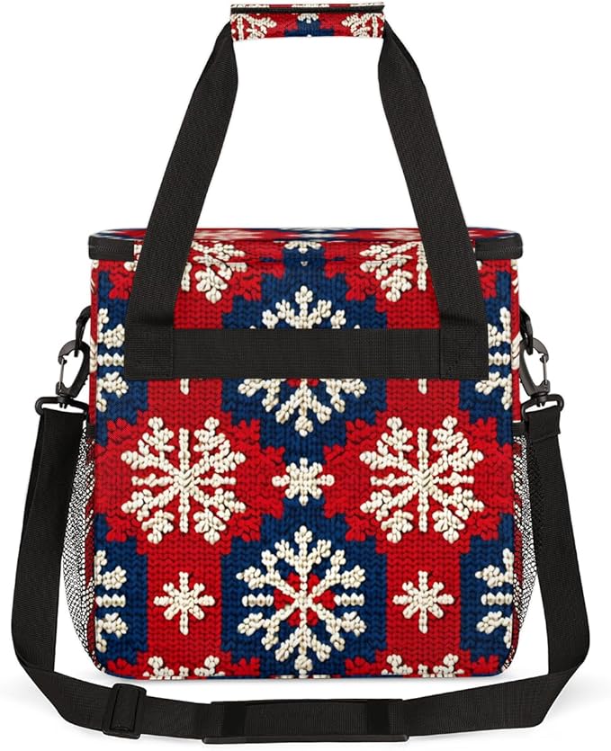 Xmas Snowflakes Christmas Coffee Maker Carrying Bag Travel Storage Bag Compatible with K-Mini or K-Mini Plus Single Serve Coffee Brewer Carrying Case with Multiple Pockets &amp Shoulder Strap