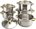 Stainless Steel Cookware Set – Kitchen Cooking Gadget Kit with Non Stick Versatile Potware for Pasta Soup Stewing | Household Camping Dorm Apartment Everyday Food Making