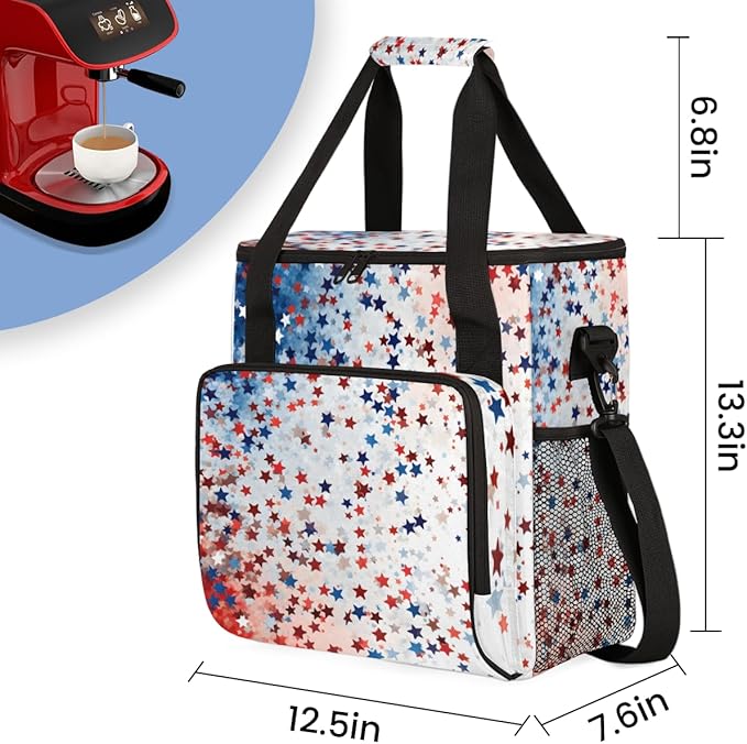 Blue Star Coffee Maker Carrying Bag Red Star Portable Travel Storage Tote Bag Compatible with K-Mini or K-Mini Plus Single Serve Coffee Brewer Carrying Case with Multiple Pockets &amp Shoulder Stra
