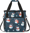 Christmas Snowman Coffee Maker Carrying Bag Cute Snowman Travel Storage Bag Compatible with K-Mini or K-Mini Plus Single Serve Coffee Brewer Carrying Case with Multiple Pockets &amp Shoulder Strap