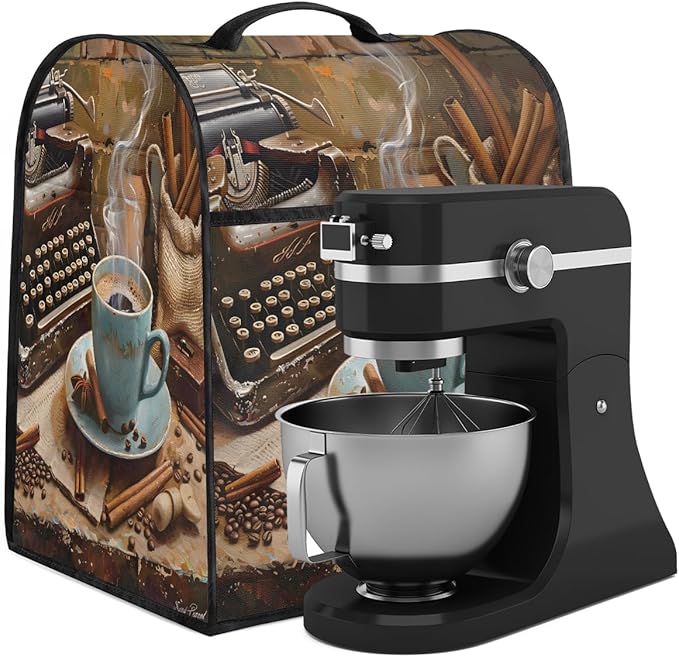 cfpolar Kitchen Aid Mixer Cover Compatible with 6-8 Quarts Coffee Spice Pattern Stand Mixer Cover Kitchen Aid Mixers Accessories Appliance Organizer Bag Dust Covers with Zipper Pocket