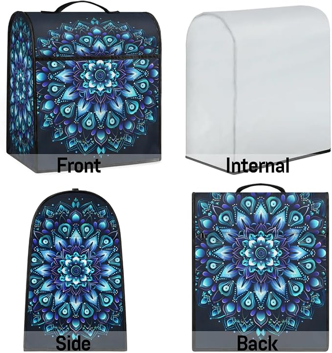 cfpolar Kitchen Aid Mixer Cover Compatible with 6-8 Quarts Ethnic Mandala Flower Teal Stand Mixer Cover Kitchen Aid Mixers Accessories Appliance Organizer Bag Dust Covers with Zipper Pocket