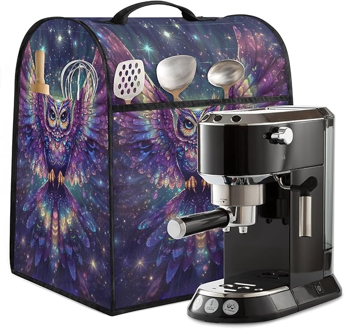 Kitchen Aid Mixer Cover Animal Glowing Owl Stand Mixer Cover Compatible with 6-8 Quarts Stand Mixers Dust Covers with Zipper Pocket Foldable Washable Kitchen Aid Organizer Bag