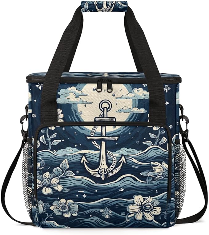 Ocean Sea Coffee Maker Carrying Bag Flowers Portable Travel Storage Tote Bag Compatible with K-Mini or K-Mini Plus Single Serve Coffee Brewer Carrying Case with Multiple Pockets &amp Shoulder Strap