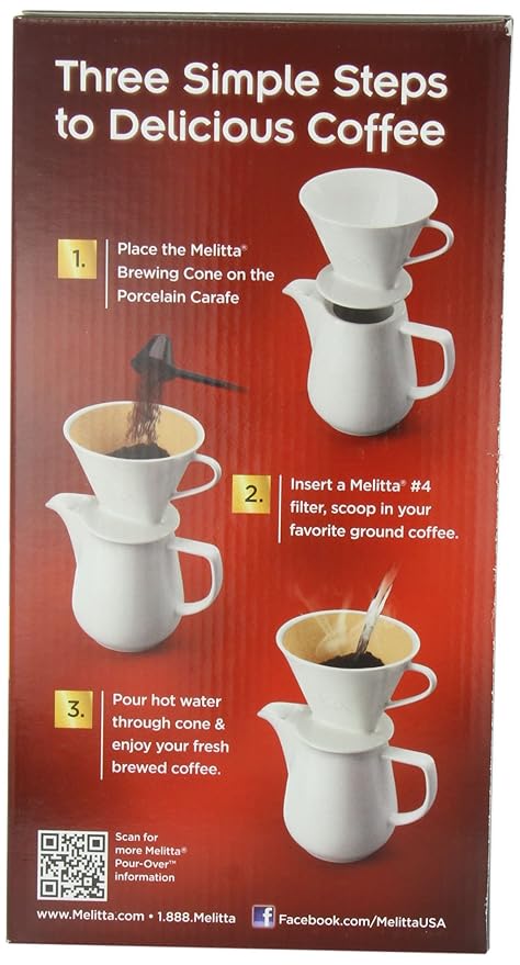 Melitta 36 oz. Pour-Over Coffee Brewer with Porcelain Carafe White