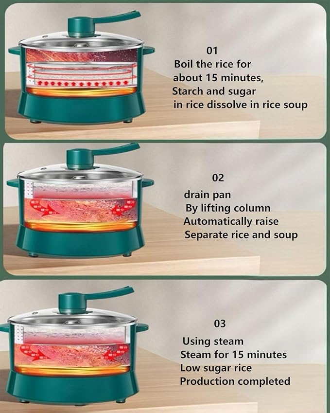 4L Multifunctional Pot 110v Automatic Lifting Low Sugar Rice Cooker 900w Manual Lifting Electric Hot Pot. A Steaming/Boiling/Stewing Pot That Can Keep Warm And Timed