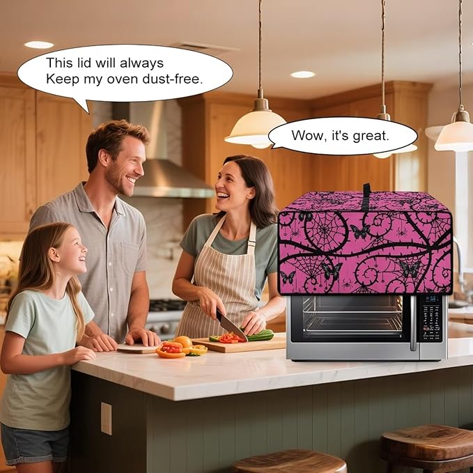 Gothic Butterfly Print Toaster Oven Cover Stain Resistant Dustproof Bread Maker Cover Compatible with Air Fryer Toaster Smart Oven 18.5 x 14.5 x 9 Pink