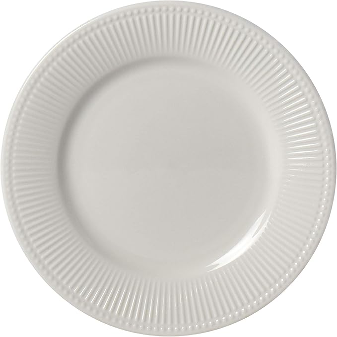 Tabletops Gallery Embossed Bone White Porcelain Round Dinnerware Collection- Chip Resistant Scratch Resistant Fleur 16 Piece Dinnerware Set (Dinner Plate Salad Plate Cereal Bowl Mug)