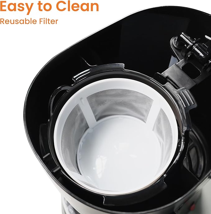 12-Cup Coffee Maker 1.5L Drip Coffee Machine with One-Touch Brewing Glass Carafe Anti-Drip System Reusable Filter Easy-to-Use Home &amp Office Coffee Brewer