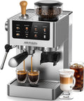 AIRMSEN Espresso Machines with Burr Grinder 20 Bar Milk Frother Steam Wand Stainless Steel Coffee Maker for Home - Cappuccino Latte &amp Cold Brew Iced Coffee Maker &amp Americano