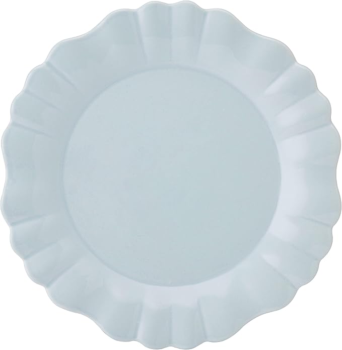 Pfaltzgraff Graceful Petals 12 Piece Stoneware Dinnerware Set Service for 4 Scalloped Plates Bowls for Everyday Use Blue