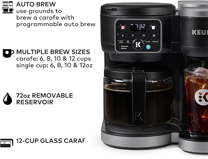 Keurig K-Duo Hot &amp Iced Single Serve &amp Carafe Coffee Maker MultiStream Technology 72oz Reservoir (Gen 2)