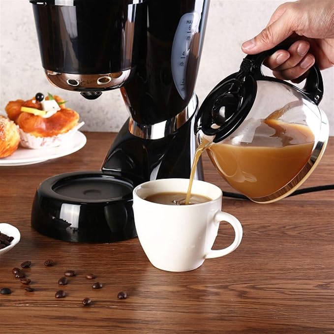 Household Electric Coffee Maker 600ml - Drip Pot for 4-6 Cups | Black Kitchen Appliance