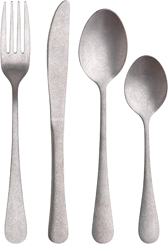 Well Home 3-Piece Set Diameter 16 x 20 x 24 cm Pressed Aluminium Metallic Grey + 16-Piece Stainless Steel Cutlery Set