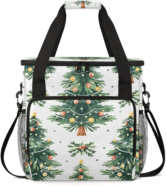 Christmas Festivals Coffee Maker Carrying Bag Modern Tree Travel Storage Bag Compatible with K-Mini or K-Mini Plus Single Serve Coffee Brewer Carrying Case with Multiple Pockets &amp Shoulder Strap