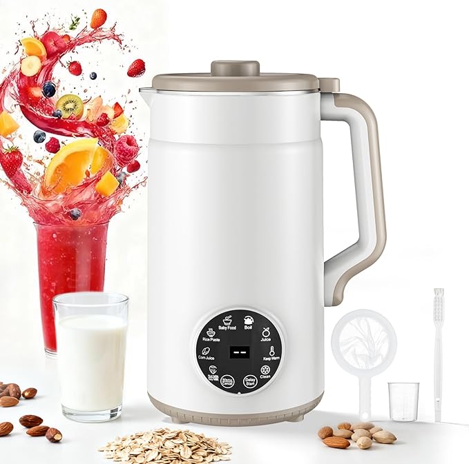 10 in 1 Nut Milk Maker Machine Almond Milk Maker 41oz Self Clean/12H Delay/Keep Warm/Boil One Touch Soy Milk Maker Homemade Oat Nutri Plant Based and Non Dairy Beverages