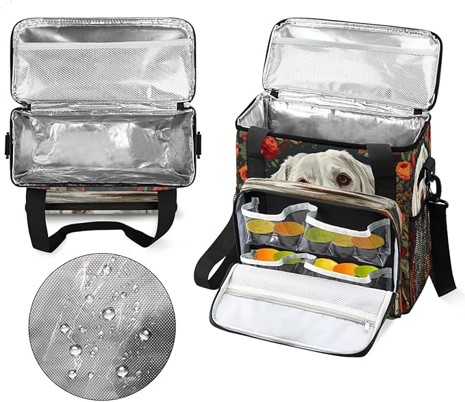 Rose Spring Summer Dog Coffee Maker Travel Bag for K-Mini or K-Mini Plus Single Serve Coffee Brewer Portable Storage Tote Case for Tarvel