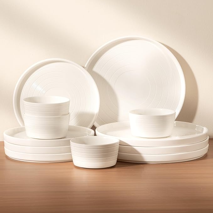 Dinnerware sets plates and bowls sets modern platesCeramic Dinnerware Sets12 Pieces Porcelain Lightweight PlatesScratch Resistant Dish Set (style - 10 4 - Set (12pcs))