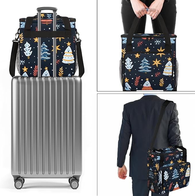 Mystical Tree Coffee Maker Carrying Bag Christmas Festivals Travel Storage Bag Compatible with K-Mini or K-Mini Plus Single Serve Coffee Brewer Carrying Case with Multiple Pockets &amp Shoulder Str