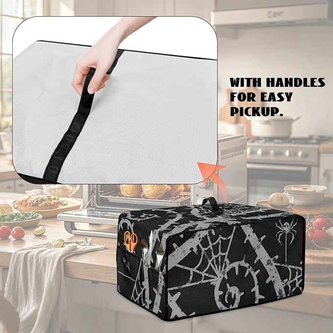 Doojoayie Toaster Cover 4 Slice Kitchen Appliance Covers 18.5x14.5x 9 Small Appliance Dust Protector with Top Handle Easy to Storange Spider Web Print