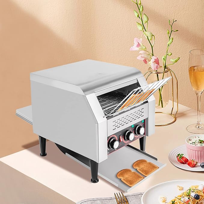 Electric Conveyor Toaster 2200 W Commercial Toasters Home Countertop Conveyor Oven 7-Speed Adjustments Toasting Maker for Bun Bread Commercial Toasting(300pcs/Hour)