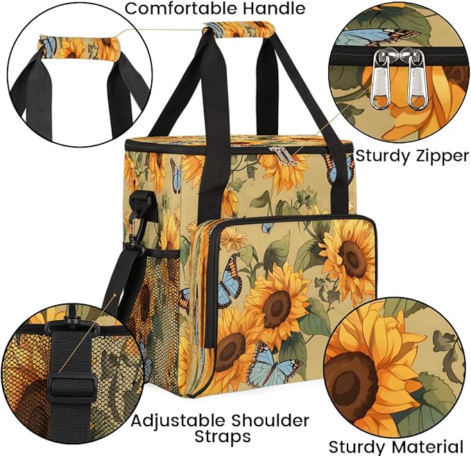 Butterfly Sunflower Prints Coffee Maker Carrying Bag for Keurig K-Mini or K-Mini Plus Storage Portable Coffee Maker Travel Bag