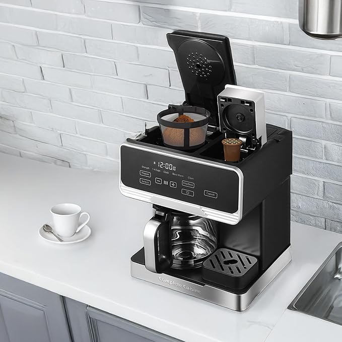 2-in-1 Programmable Coffee Maker 12-Cup Pot &amp Single-Serve Pod Black