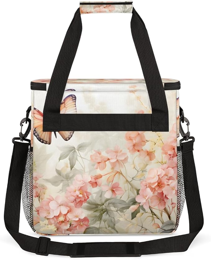 Dreamy Butterfly Coffee Maker Carrying Bag Flowers Butterfly Travel Storage Bag Compatible with K-Mini or K-Mini Plus Single Serve Coffee Brewer Carrying Case with Multiple Pockets &amp Shoulder St