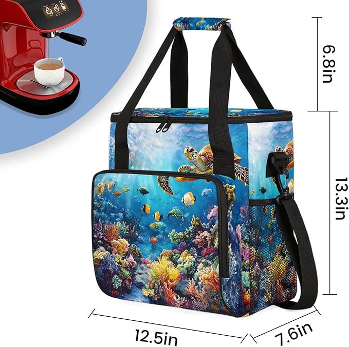 Sea Turtles Coffee Maker Travel Bag Ocean Animal Insulated Grocery Bag Travel Picnic Leakproof Cooler Bags With Shoulder Strap