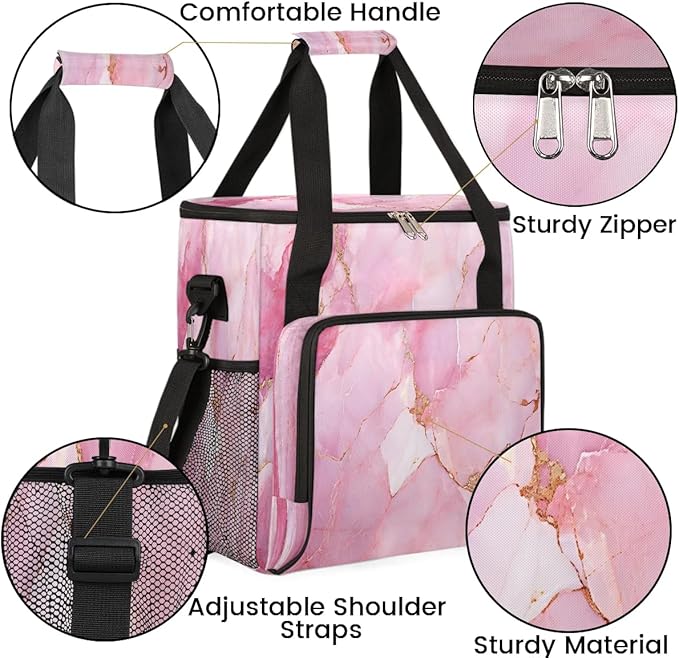Geometric Pink Marble Coffee Maker Carrying Bag for Keurig K-Mini or K-Mini Plus Storage Portable Coffee Maker Travel Bag