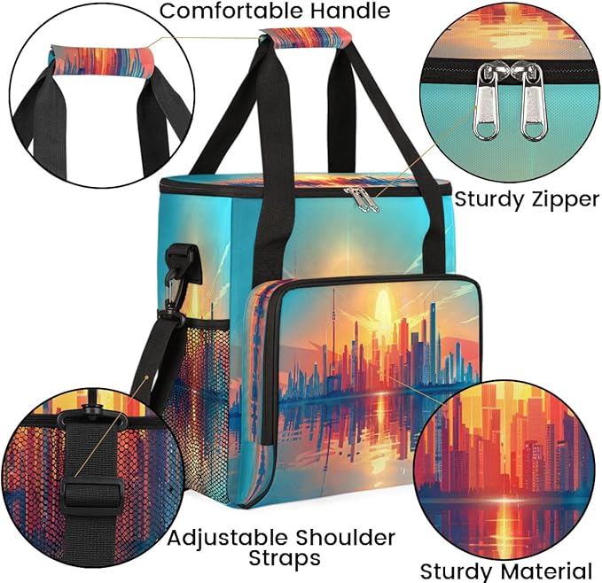 Sunrise Urban Landscape Coffee Maker Travel Bag for K-Mini or K-Mini Plus Single Serve Coffee Brewer Portable Storage Tote Case for Tarvel