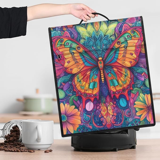Kitchen Aid Mixer Cover Animal Butterfly Color Flowers Stand Mixer Cover Compatible with 6-8 Quarts Stand Mixers Dust Covers with Zipper Pocket Foldable Washable Kitchen Aid Organizer Bag