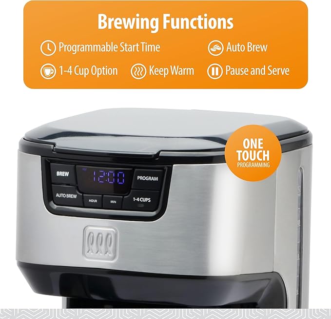 Toastmaster 12-Cup Digital Drip Coffee Maker Stainless Steel TM-129CM