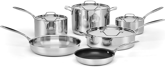 Cuisinart Custom-Clad 5-Ply Stainless Steel 10 Piece Cookware Set CCC5-10