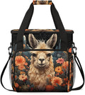 Alpaca Floral Coffee Maker Carrying Bag Portable Travel Storage Tote Bag Compatible with K-Mini or K-Mini Plus Single Serve Coffee Brewer Carrying Case with Multiple Pockets &amp Shoulder Strap